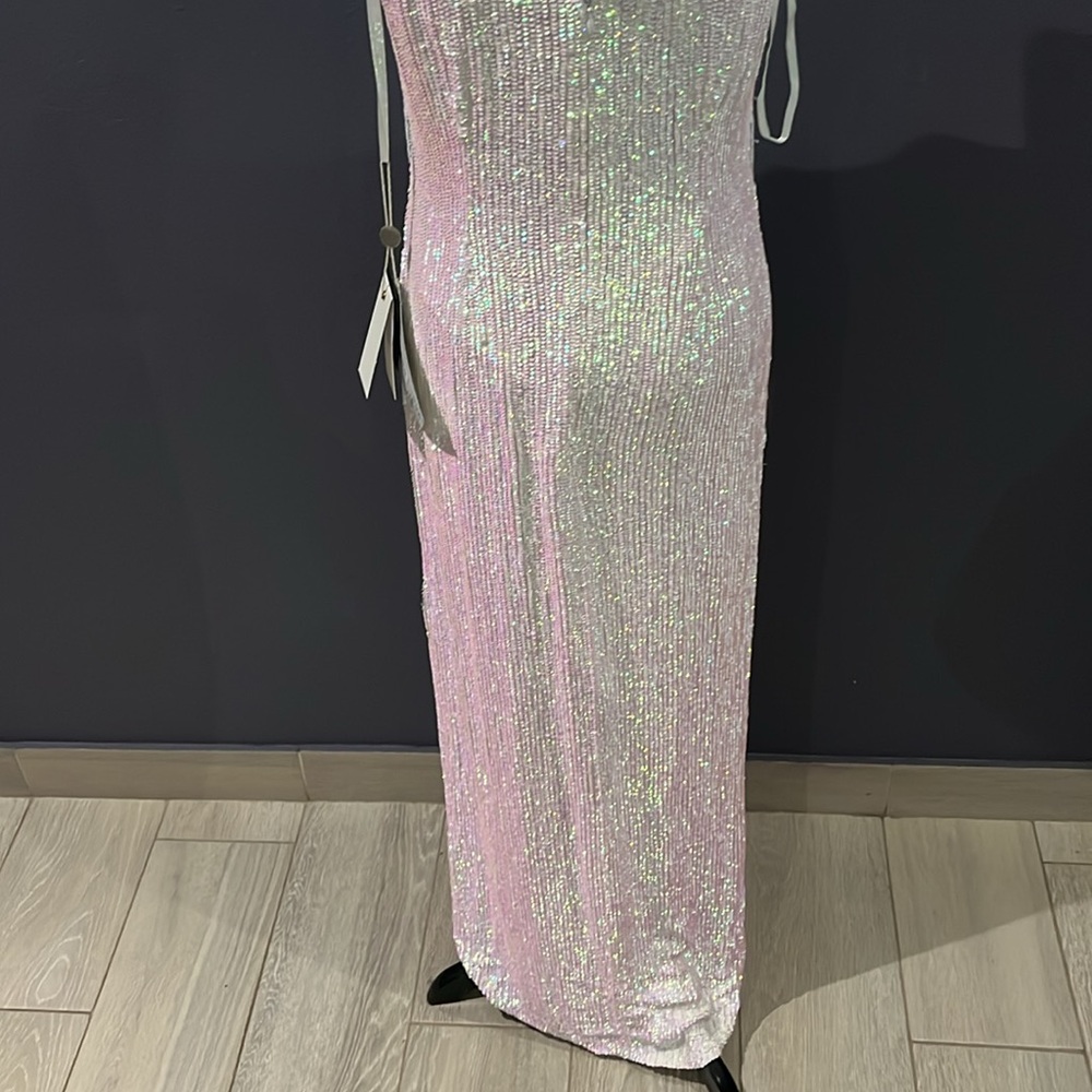 Retrofete Maxi dress iridescent sequence with belt - Picture 8 of 17